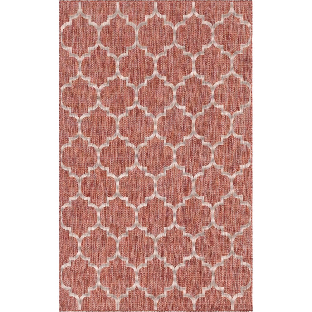 Rug Unique Loom Outdoor Trellis Rust Red Rectangular 5' 0 x 8' 0