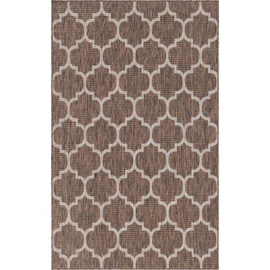 Rug Unique Loom Outdoor Trellis Brown Rectangular 5' 0 x 8' 0