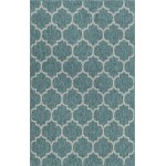 Rug Unique Loom Outdoor Trellis Teal Rectangular 5' 0 x 8' 0