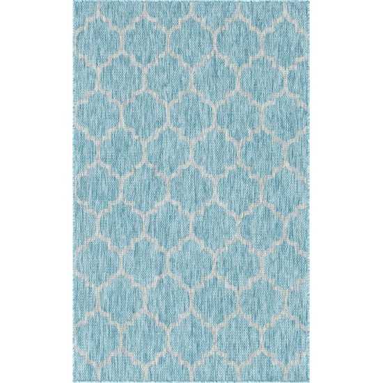 Rug Unique Loom Outdoor Trellis Aquamarine Rectangular 5' 0 x 8' 0