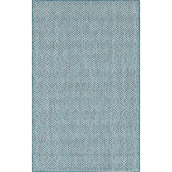 Rug Unique Loom Outdoor Trellis Teal Rectangular 5' 0 x 8' 0