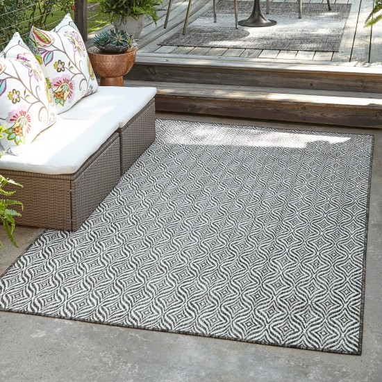 Rug Unique Loom Outdoor Trellis Charcoal Rectangular 5' 0 x 8' 0