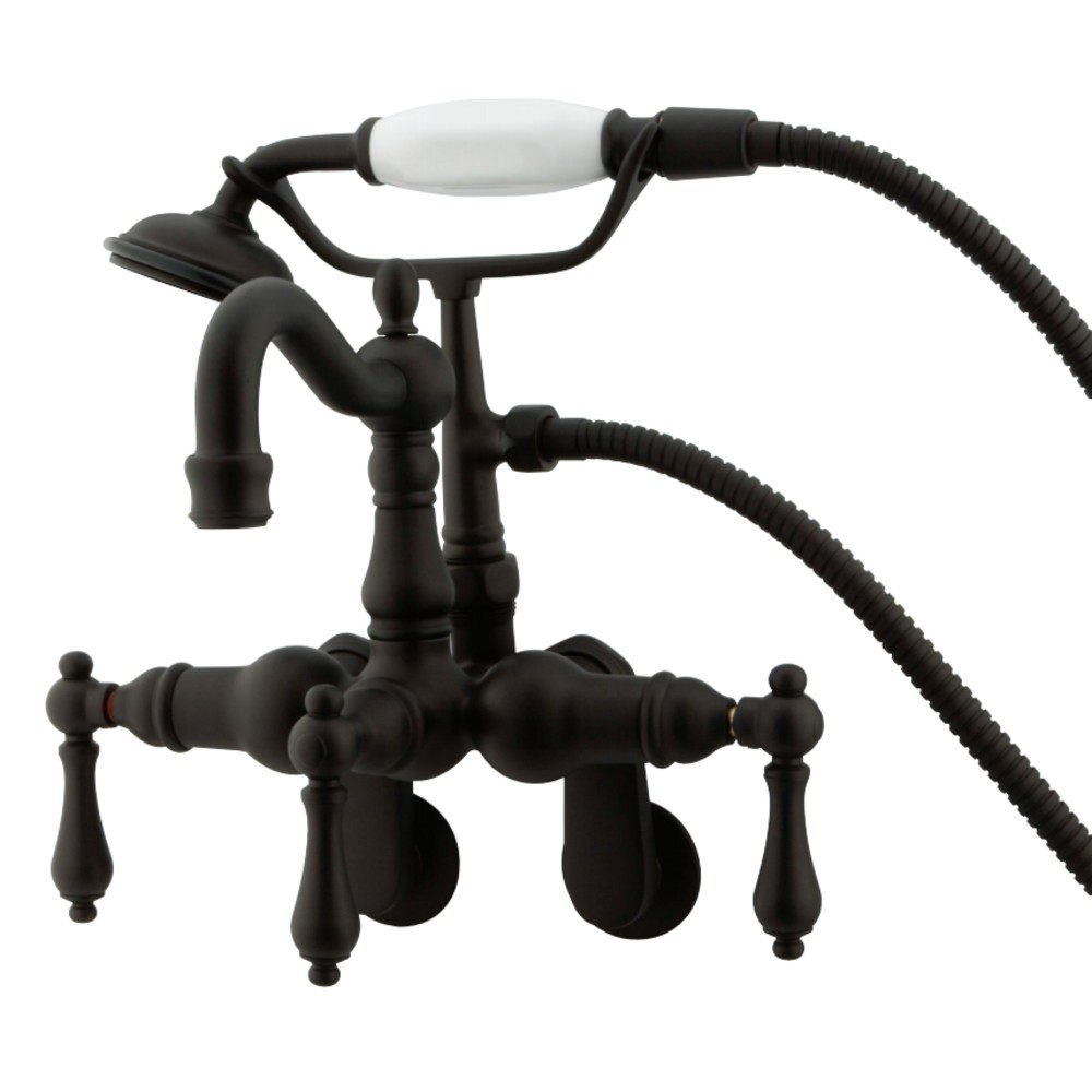 Kingston Brass Vintage Adjustable Center Wall Mount Tub Faucet with Hand Shower, Oil Rubbed Bronze