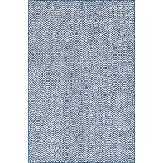 Rug Unique Loom Outdoor Trellis Navy Blue Rectangular 5' 0 x 8' 0