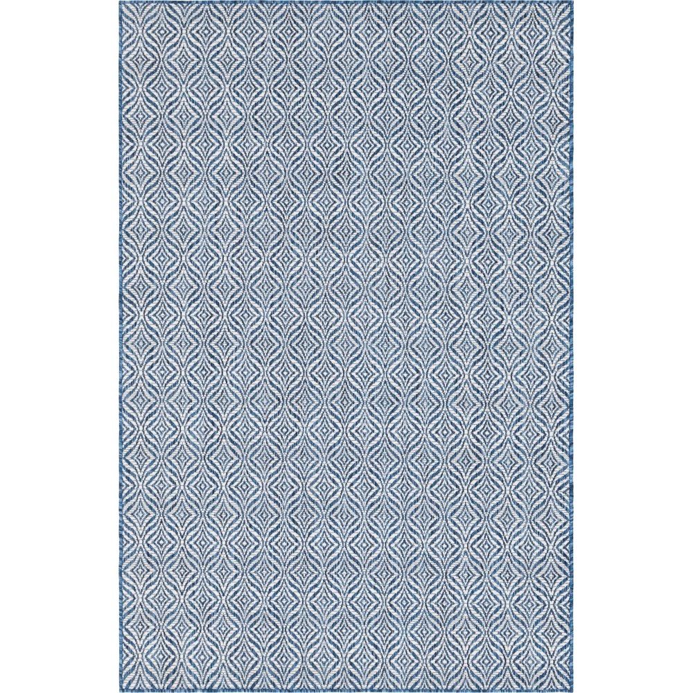 Rug Unique Loom Outdoor Trellis Navy Blue Rectangular 5' 0 x 8' 0