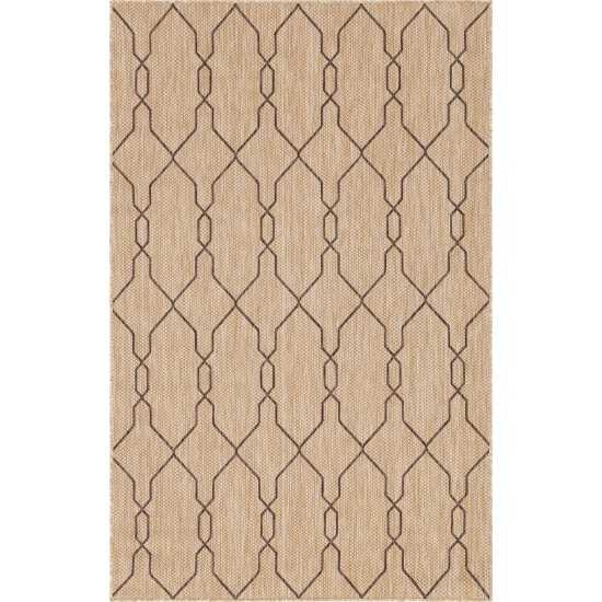 Rug Unique Loom Outdoor Trellis Tan Rectangular 5' 0 x 8' 0