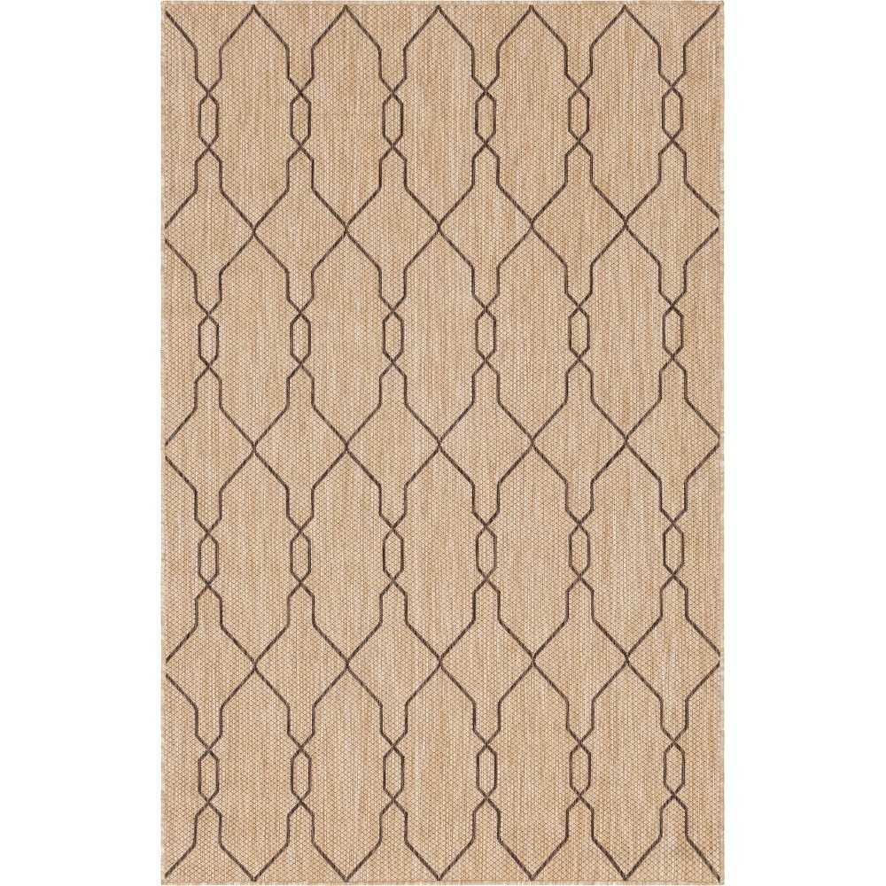 Rug Unique Loom Outdoor Trellis Tan Rectangular 5' 0 x 8' 0