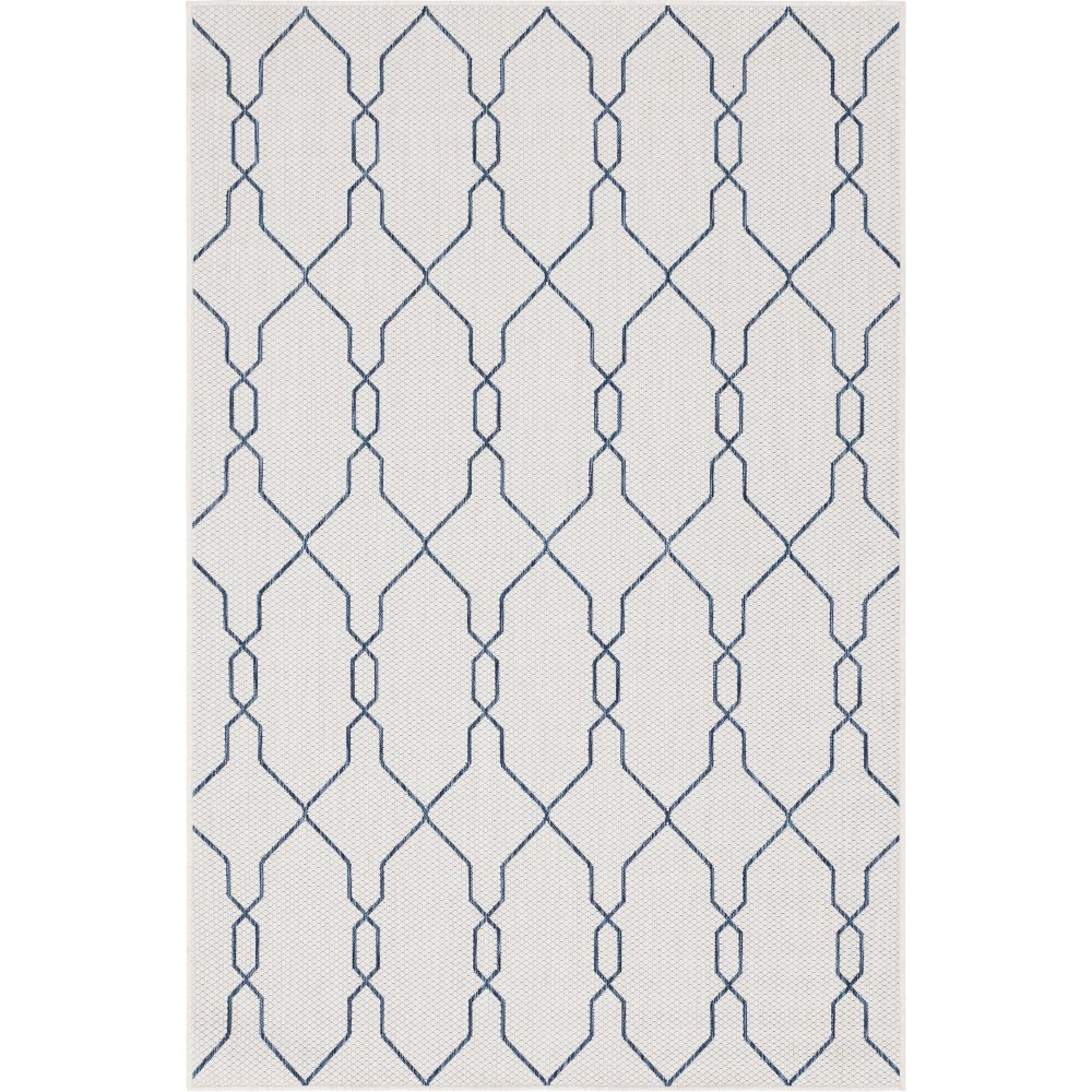 Rug Unique Loom Outdoor Trellis Ivory Rectangular 5' 0 x 8' 0