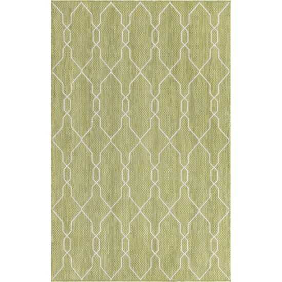 Rug Unique Loom Outdoor Trellis Green Rectangular 5' 0 x 8' 0