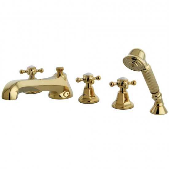 Kingston Brass Roman Tub Faucet with Hand Shower, Polished Brass