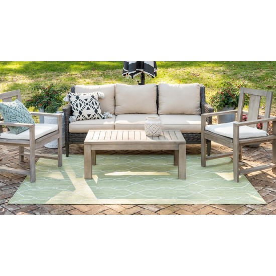 Rug Unique Loom Outdoor Trellis Green Rectangular 5' 0 x 8' 0