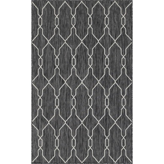 Rug Unique Loom Outdoor Trellis Charcoal Rectangular 5' 0 x 8' 0