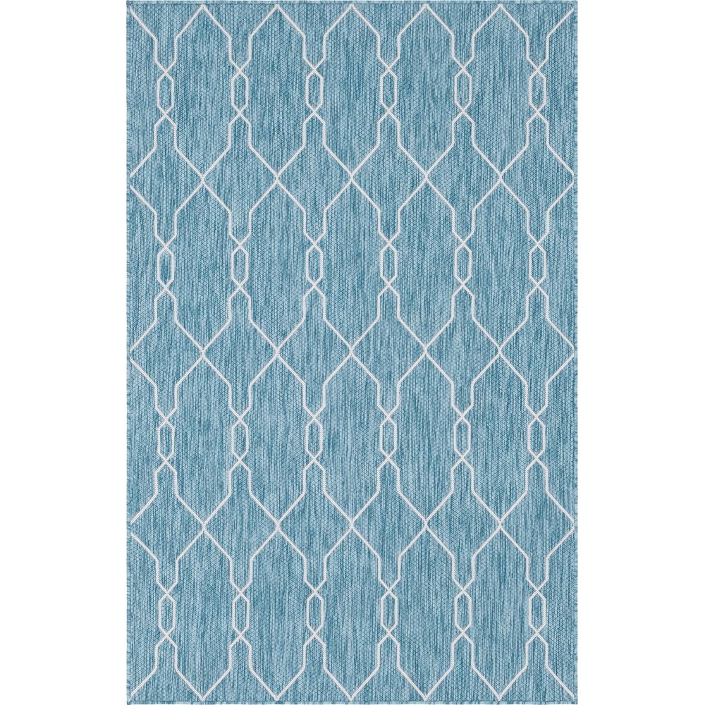 Rug Unique Loom Outdoor Trellis Blue Rectangular 5' 0 x 8' 0 Rug Unique Loom Outdoor Trellis Blue Rectangular 5' 0 x 8' 0