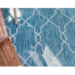 Rug Unique Loom Outdoor Trellis Blue Rectangular 5' 0 x 8' 0