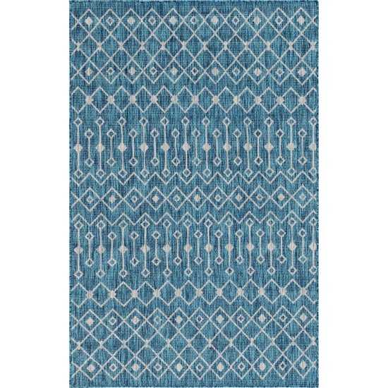 Rug Unique Loom Outdoor Trellis Teal Rectangular 5' 0 x 8' 0