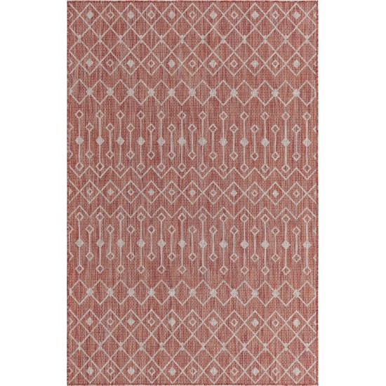 Rug Unique Loom Outdoor Trellis Rust Red Rectangular 5' 0 x 8' 0