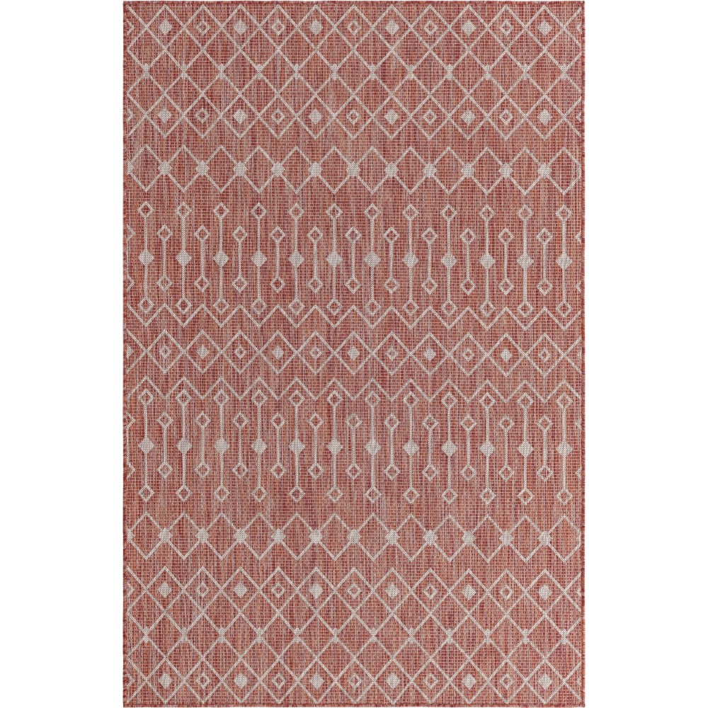 Rug Unique Loom Outdoor Trellis Rust Red Rectangular 5' 0 x 8' 0