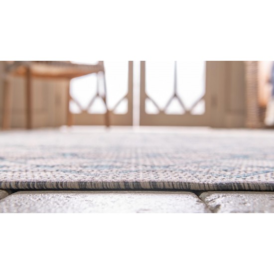 Rug Unique Loom Outdoor Trellis Gray Rectangular 5' 0 x 8' 0