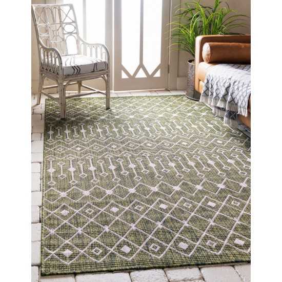 Rug Unique Loom Outdoor Trellis Green Rectangular 5' 0 x 8' 0