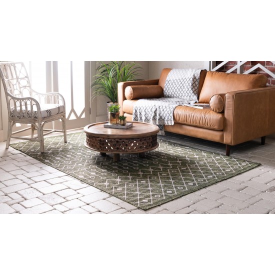 Rug Unique Loom Outdoor Trellis Green Rectangular 5' 0 x 8' 0
