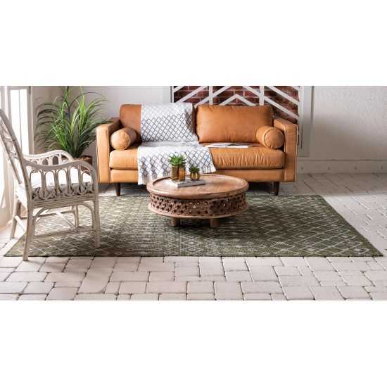 Rug Unique Loom Outdoor Trellis Green Rectangular 5' 0 x 8' 0