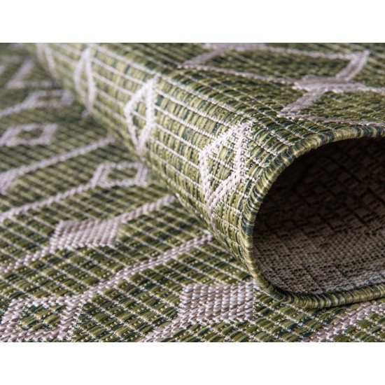 Rug Unique Loom Outdoor Trellis Green Rectangular 5' 0 x 8' 0