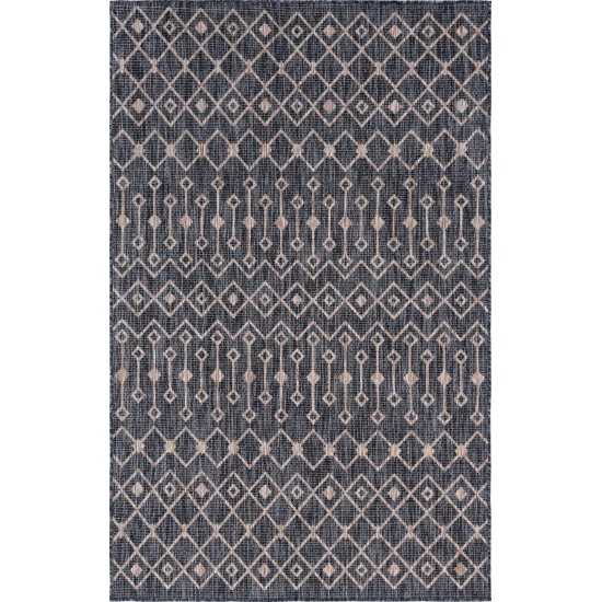 Rug Unique Loom Outdoor Trellis Charcoal Gray Rectangular 5' 0 x 8' 0