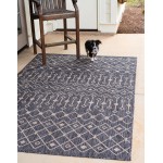 Rug Unique Loom Outdoor Trellis Charcoal Gray Rectangular 5' 0 x 8' 0