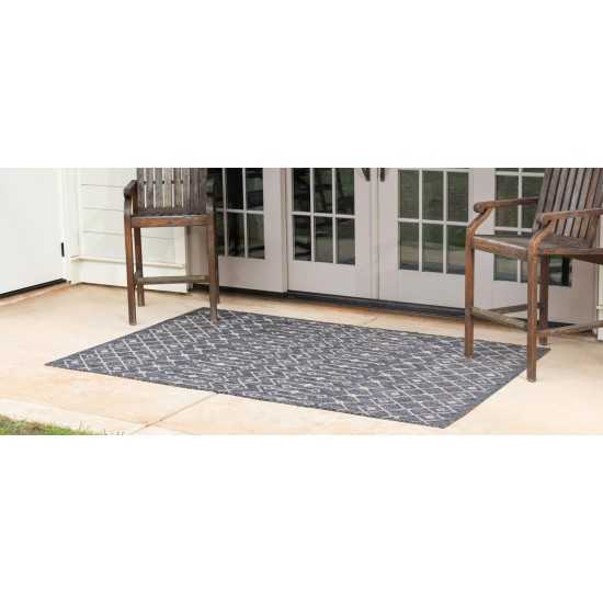 Rug Unique Loom Outdoor Trellis Charcoal Gray Rectangular 5' 0 x 8' 0