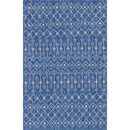 Rug Unique Loom Outdoor Trellis Blue Rectangular 5' 0 x 8' 0