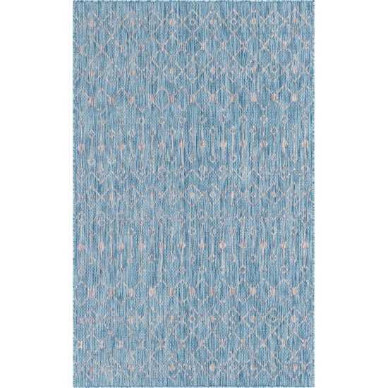 Rug Unique Loom Outdoor Trellis Aqua Blue Rectangular 5' 0 x 8' 0