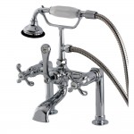 Aqua Vintage French Country Deck Mount Clawfoot Tub Faucet, Polished Chrome