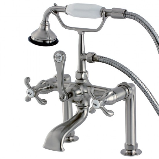 Aqua Vintage French Country Deck Mount Clawfoot Tub Faucet, Brushed Nickel