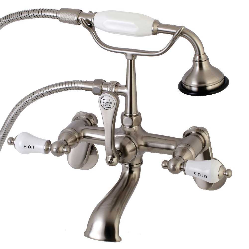 Kingston Brass Aqua Vintage 2-Handle Wall Mount Tub Faucet, Brushed Nickel