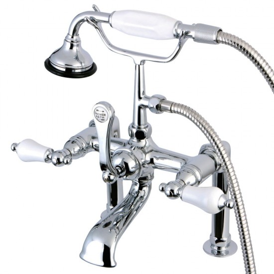 Kingston Brass Auqa Vintage Deck Mount Clawfoot Tub Faucet, Polished Chrome