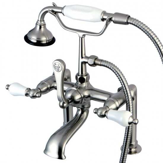 Kingston Brass Auqa Vintage Deck Mount Clawfoot Tub Faucet, Brushed Nickel