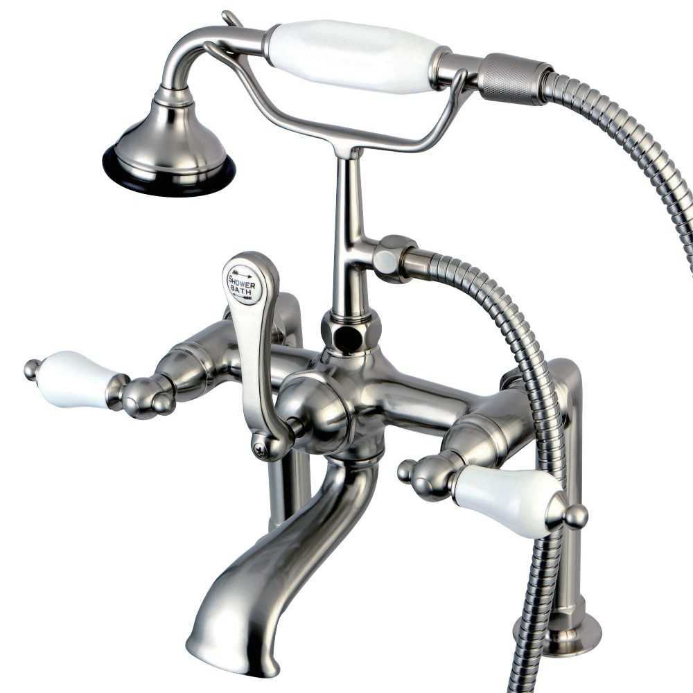 Kingston Brass Auqa Vintage Deck Mount Clawfoot Tub Faucet, Brushed Nickel Kingston Brass Auqa Vintage Deck Mount Clawfoot Tub Faucet, Brushed Nickel