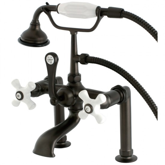 Kingston Brass Auqa Vintage Deck Mount Clawfoot Tub Faucet, Oil Rubbed Bronze