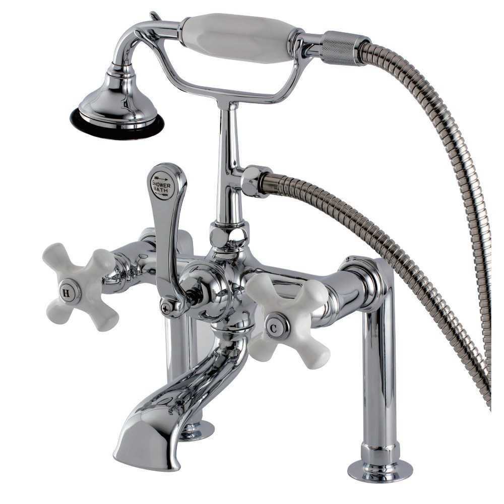 Kingston Brass Auqa Vintage Deck Mount Clawfoot Tub Faucet, Polished Chrome