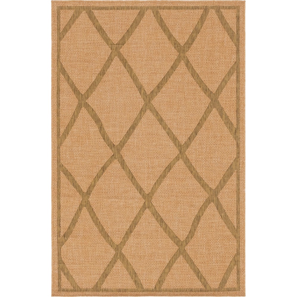 Rug Unique Loom Outdoor Trellis Light Brown Rectangular 5' 0 x 8' 0