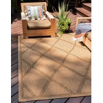 Rug Unique Loom Outdoor Trellis Light Brown Rectangular 5' 0 x 8' 0