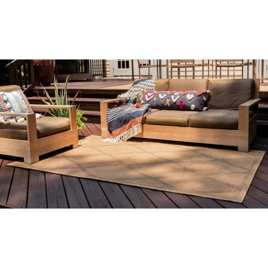 Rug Unique Loom Outdoor Trellis Light Brown Rectangular 5' 0 x 8' 0