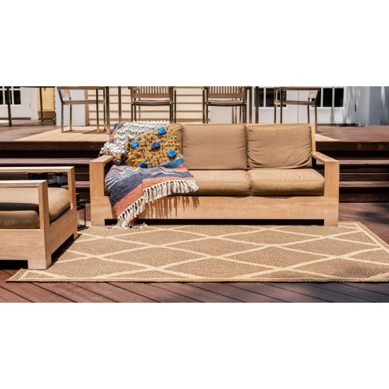 Rug Unique Loom Outdoor Trellis Brown Rectangular 5' 0 x 8' 0