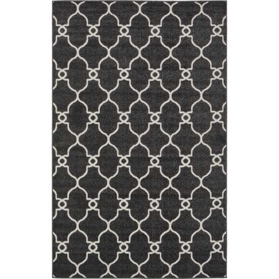 Rug Unique Loom Outdoor Trellis Black Rectangular 5' 0 x 8' 0