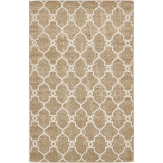 Rug Unique Loom Outdoor Trellis Light Brown Rectangular 5' 0 x 8' 0