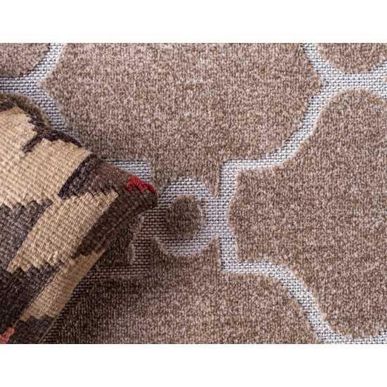 Rug Unique Loom Outdoor Trellis Light Brown Rectangular 5' 0 x 8' 0