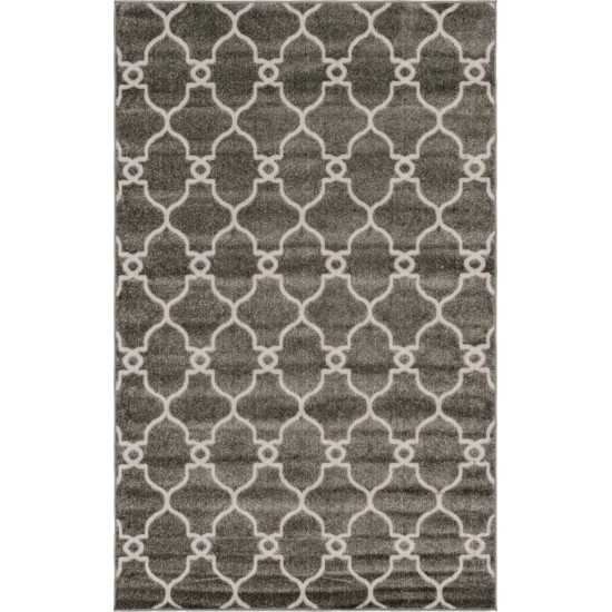 Rug Unique Loom Outdoor Trellis Gray Rectangular 5' 0 x 8' 0