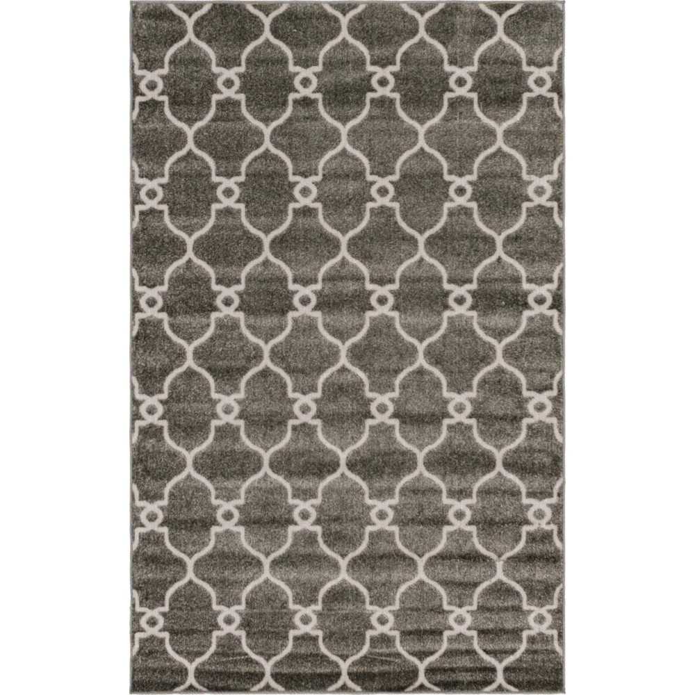 Rug Unique Loom Outdoor Trellis Gray Rectangular 5' 0 x 8' 0