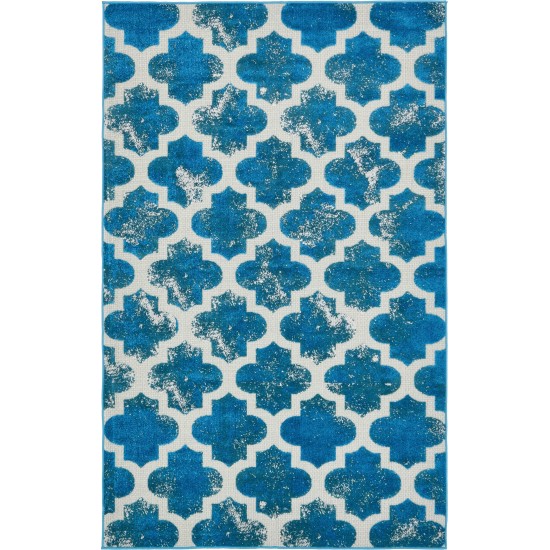 Rug Unique Loom Outdoor Trellis Turquoise Rectangular 5' 0 x 8' 0