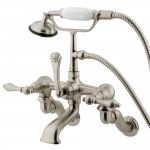 Kingston Brass Vintage Adjustable Center Wall Mount Tub Faucet with Hand Shower, Brushed Nickel